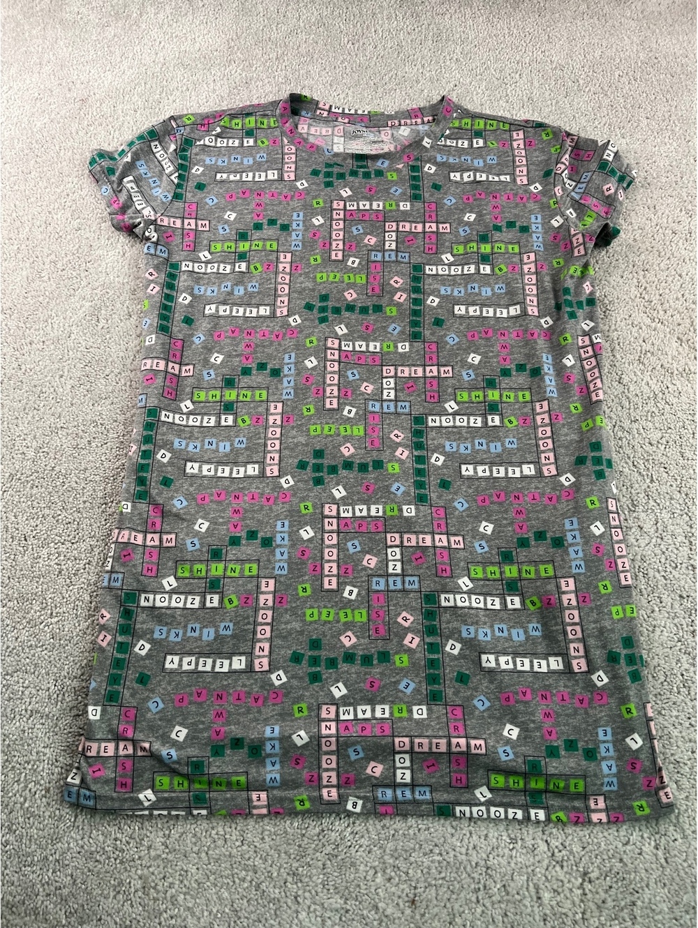 Joyspun S/M Gray JOYSPUN Scrabble Letter T-Shirt Gray Words Size S-M